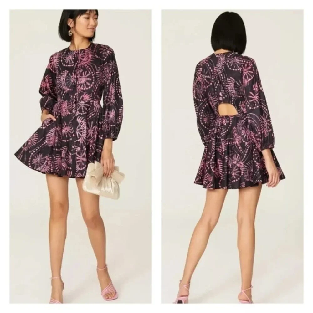 KAHINDO Mara Tie Dye Mini Dress Cutout Size 4 Kahindo Dress Kahindo Kahindo - Picture 1 of 8